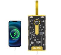 Chargeur Portable Rapide - Chargeur De Banque D'alimentation 20 000 MAh 66 W | Batterie Portable Avec Lumière LED, Fournitures De Charge Extérieures Transparentes Avec Lanière Pour Tablette De Télépho