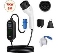 Chargeur Portable Type 2 SZSMART RM0 pour Voiture Électrique,Triphasé,Courant Réglable 8-32A, 7 kW, Câble 5m, Prise Schuko