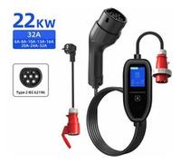 Chargeur Portable Voiture Électrique Type 2 SZSMART K09, Monophasé, Prise CEE + Adaptateur Schuko, 22kW 32A Réglable, APP, 5m