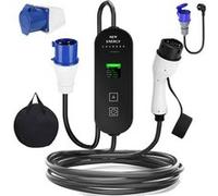 Chargeur Portable Voitures Électriques Type 2 SZSMART 7KW 32A. Courant Réglable, Écran LCD, Câble 5M, Prise Industrielle,16A-32A adaptateur