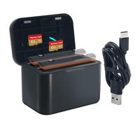 Chargeur pour appareil photo Insta360 X4 avec station de charge rapide à 2 canaux avec emplacements pour cartes SD Misro et câble USB de type C (batteries non incluses)