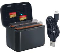 Chargeur Pour Appareil Photo Insta360 X4 Avec Station De Charge Rapide À 2 Canaux Avec Emplacements Pour Cartes Sd Misro Et Câble Usb De Type C (Batteries Non Incluses)[Z821]