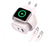 Chargeur pour Apple Watch 3 en 1, 20W USB C Chargeur Rapide iPhone, iWatch Chargeur pour Apple Watch Serie 11/10/9/8/7/Ultra 3 2/SE, pour iPhone 17 Air/16/15/14/13 Pro Max avec 60W USB C Câble,Rose