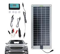 Chargeur pour batterie solaire de voiture - 30 W 12 V - Alimentation solaire - Panneau plug-and-play réutilisable - Kit de charge avec prise plus légère et clip alligator - Portable pour