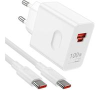Chargeur Pour Honor 100W JIAOHXZDJ SuperCharge USB C PD 2 Ports Cable 6A 1 m pour Honor Huawei Blanc