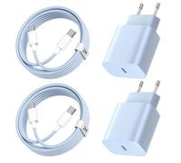 Chargeur pour iPhone 15/16, Lot de 2 20W Chargeur Rapide pour iPhone avec 2m Câble USB C pour Phone 16/16 Plus/16 Pro Max/15/15 Plus, PD3.0 USB C Prise Adaptateur Secteur Embout - Bleu+Bleu