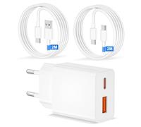 Chargeur pour iPhone 17 16 15, 20W 2 Ports iPhone Chargeur Rapide pour i Phone 17/Pro Max/17 Air/16/16e/16 Pro/15/15 Plus, iPad Pro/Air, Chargeur i Phone USB C avec 2M Câbles USB A/C vers USB C