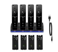 Chargeur pour Manette de Wii avec 4 Batteries 2800mAh Rechargeables Et Indicateurs LED,Chargeur de Wiimote pour Support de Charger de Station de Charge pour Télécommande Wii,Noir