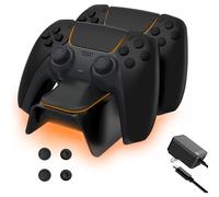 Chargeur pour manette PS5 avec kit de grip pour pouce, noir
