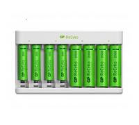 Chargeur pour Piles Rechargeables AA et AAA avec 4 Piles Rechargeables AA et 4 Piles AAA NiMH incluses|GP RECYKO|Chargeur Rapide