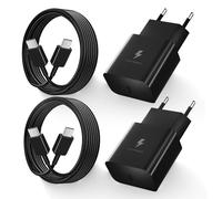 Chargeur pour Samsung Charge Rapide, 2-Pack 15W Chargeur USB C pour Samsung S23, S22, S21FE, S20, S10, S9, S8, Note 9, 8, Z Filp3, A51, A34, A14, Rapide USB C Adaptateur Secteur avec Cable 1.5m