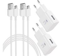 Chargeur Pour Samsung Chargeur Rapide Avec Câble De Charge Rapide Micro Usb 1,5 M Compatible Avec Samsung Galaxy S7 S7 Edge S6 S5 S4 S3 S2 Note5/4 Xcover 4 3 2 J4+ A5 A7 J3 J5 J7 Tab (Lot De 2, Blanc