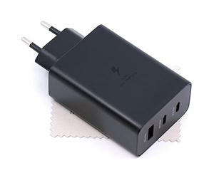 Chargeur pour Samsung S22 Ultra S22 Plus 65W USB-C avec Chiffon mungoo | 2x USB-C, 1x USB-A, 65W, sans cable, pour S22 Ultra/S22 Plus/S20 Ultra 5G/Tab S8, comme EP-T6530, avec chiffon mungoo