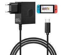 Chargeur pour Switch Nintendo Adaptateur pour Switch Lite/OLED/Dock/Manette Pro 39W USB C 15V/2.6A Adaptateur Support Mode de TV et contrôleur Dock&Pro avec Câble 1.8M