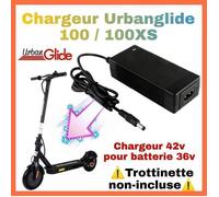 Chargeur pour trottinette électrique - Urbanglide - 42v - Compatibilité Urbanglide 100 / 100XS - DC 2.5mm - Batterie 36v