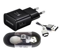 CHARGEUR PRISE SECTEUR ORIGINAL SAMSUNG NOIR FAST CHARGE RAPIDE 2A PRISE COURANT + CABLE USB TYPE-C ORIGINE CORDON D'ALIMENTATION