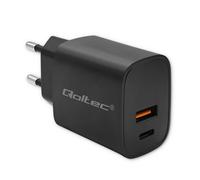 Chargeur Qoltec GaN POWER PRO | 1xUSB-C | 1xUSB | 30W | 5-20V | 1,5-3A | Noir