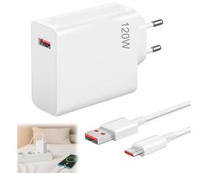 Chargeur Rapide 120 W avec câble USB-C de 2 m, Compatible avec Xiaomi 14T Pro/13T Pro/11T Pro, Redmi Note 14 Pro 5G, Xiaomi, POCO F7 Ultra, F6, Redmi Turbo 4, 3 et Realme
