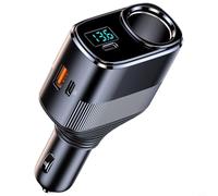 Chargeur rapide 145 W Dual USB-C pour voiture camion PD 45 W pour qc3.0 12 V/24 V compact robuste pour iPhone pour Samsung Noir