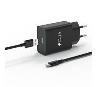 Chargeur Rapide 18W Compatible avec Xiaomi Redmi 14C 13C 15C A3 Note 14 13 12/12 Pro 5G 11S 11 10 9, POCO M3 M4 M6 C65 X6, USB Prise Charge Rapide, Prise USB Secteur avec Câble 2M (Noir)