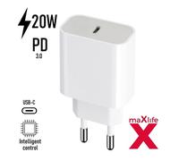 Chargeur rapide 20W secteur USB-C PD 3.0 blanc compact et léger acce2s®, compatible charge rapide appareils et smartphones