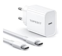 Chargeur Rapide 20W - TOPESCT - Compatible iPhone 17/16/15/14 - 1M USB-C - Blanc -Adaptateur secteur-Galaxy Huawei Téléphone Android