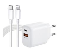 Chargeur Rapide 22,5 W / 2 Ports USB-C PD Avec Cable Pour iPhone 12/12 Pro Max Mini SE 2020 /11/13/X/8/ iPad AirPod-KAEESI