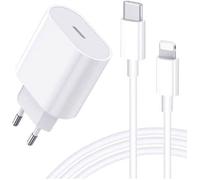 Chargeur rapide 25W + Cable Lightning 1 mètre - USB-C blanc compatible Iphone 14 - 13 - 12 - 11 - X - XS - Max - X - Pro - 8 - 7 -