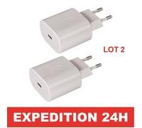 Chargeur Rapide 25W - Samsung - USB-C - Blanc - Lot de 2 - Compatible Galaxy A