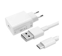 Chargeur rapide 3.0 qualité originale MDY-11-EP (22,5 W - 3 A) inclus câble USB type C compatible pour le Xiaomi Redmi 9, 9T, Note 8, 8T, Note 9, 9S, 9T, Mi 9 Lite, Poco M3, Mi 9T Pro, blanc