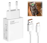 Chargeur Rapide 33 W pour Xiaomi avec câble USB C de 1 m. Adaptateur 33 W pour Xiaomi Redmi Note 14 Pro, 15T, 15, 14, Poco X7 Pro, F7 Ultra. Disponible également pour d'autres Marques