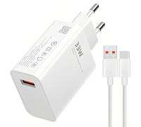 Chargeur Rapide 33W avec Câble USB-C 1M PD3.0, Adaptateur Secteur Universel 100-240V pour Note 13 12 11 Pro Mi 10T 11 Lite POCO X6 X5 X3 F3 M5 M4 Charge Turbo Sécurisée