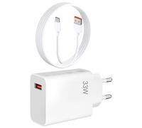 Chargeur Rapide 33W USB-C avec Câble 1 m, PD3.0/QC3.0 Turbo pour Xiaomi 14/13/12/11, Redmi Note 13/12/11 Pro/11S/10, POCO X6/X5/X3/F3/M5/F2 Pro, Adaptateur Secteur 100-240V, Sécurité Multi-Protection