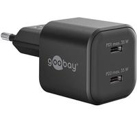 Chargeur rapide 35 w double usb-c pd gan noir