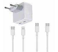 Chargeur Rapide 35W Double USB C + Câble USB C vers Lighting + Câble USB-C vers USB-C pour Realme 9i-iPad Air 2020 10.9"" - Yuan