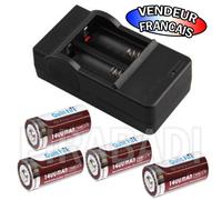 CHARGEUR ""RAPIDE"" + 4 PILES BATTERIES RECHARGEABLE CR123A 16340 LI-ION 1400mAh