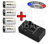 CHARGEUR ""RAPIDE"" + 4 PILES BATTERIES RECHARGEABLE CR123A 16340 LI-ION 3600mAh