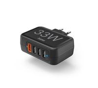 Chargeur rapide 4 Ports USB, Qualcomm® 3.0, 33 W, Noir