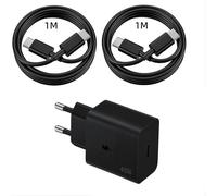 Chargeur Rapide 45w + 2 Câbles Usb-C 1m Pour Samsung Galaxy A16 A26 A36 A56 A17 - Noir - Efconnection