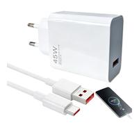 Chargeur Rapide 45W avec Câble Type C 6A 1m pour Xiaomi Redmi Note 14 Pro 5G/14/13/12S, POCO X7/M7/M6, Pad 7/6/5, Redmi, Mi, Chargeur Sécurisé USB-C avec Transfert de Données