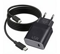 Chargeur Rapide 45W Cable Long acce2s® pour Doro Leva L30 X10 L20 E30 E22 E20 E10 L10, Aurora A30 A1 .. Fast Charge Adaptative USB-C
