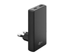 Chargeur rapide 65 w double usb-c pd gan 90° extra plat blanc