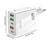 Chargeur Rapide 65w Prise Multiple Avec 2 Usb C + 2 Usb + 1 Qc 3.0 Chargeur 5 Ports Pour Realme X50 Pro 5g 6.44" - Blanc -