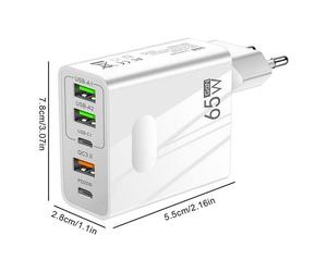 Chargeur rapide 65W - Yuan - 5 ports - 2 USB C - 2 USB - QC 3.0 - Blanc