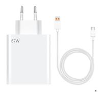 Chargeur Rapide 67W + Câble USB-C 6A 1.5 Mètre pour Xiaomi Redmi Note 14/Pro Plus 13 12 10 4G-5G, A5,A3,15C,14C,13C