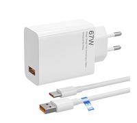 Chargeur rapide 67W pour Redmi Note 13 Pro 12 11 10 9 Xiaomi 14, 13, 12, 12t, 12s, Note K60, K50, 11, 11s, 12 ProPlus, Poco X6, F5, X5, F4, X4 - Chargeur rapide avec câble de 2 m
