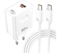 Chargeur rapide 80 W pour Honor Magic 8 Lite V5 400 200 Smart, câble de charge USB C, 2 ports de charge rapide pour Honor 400 Lite 90 70 X5c X9d MagicPad 2 Pad X9a