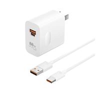 Chargeur Rapide 88W Supercharge avec Câble USB C 6A 1m Adaptateur de Charge 2 Ports USB A et C Compatible avec Huawei Pura 70 Mate 60 Honor 90 Lite Magic7 Pad X9 X8B Charge Sécurisée et Stable