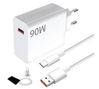 Chargeur Rapide 90W pour Xiaomi, Chargeur Charge Rapide 90W avec 6A Câble USB C 2m, Prise Turbo pour Xiaomi Poco X7 F6 F7 Pro 15 14 13 Ultra Poco Redmi Note 14 13 Pro 5g 14t 13t Poco Pad M6
