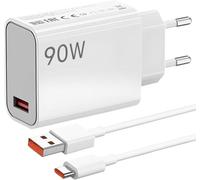 Chargeur Rapide 90W pour Xiaomi Redmi Note 14/13/12/11 Pro 14C, USB-C 6A Câble 2M Hypercharge, Chargeur Turbo pour Xiaomi 15 Ultra, 14T, 13T, POCO X7 Pro, Pad 7, F5, F4 et Plus